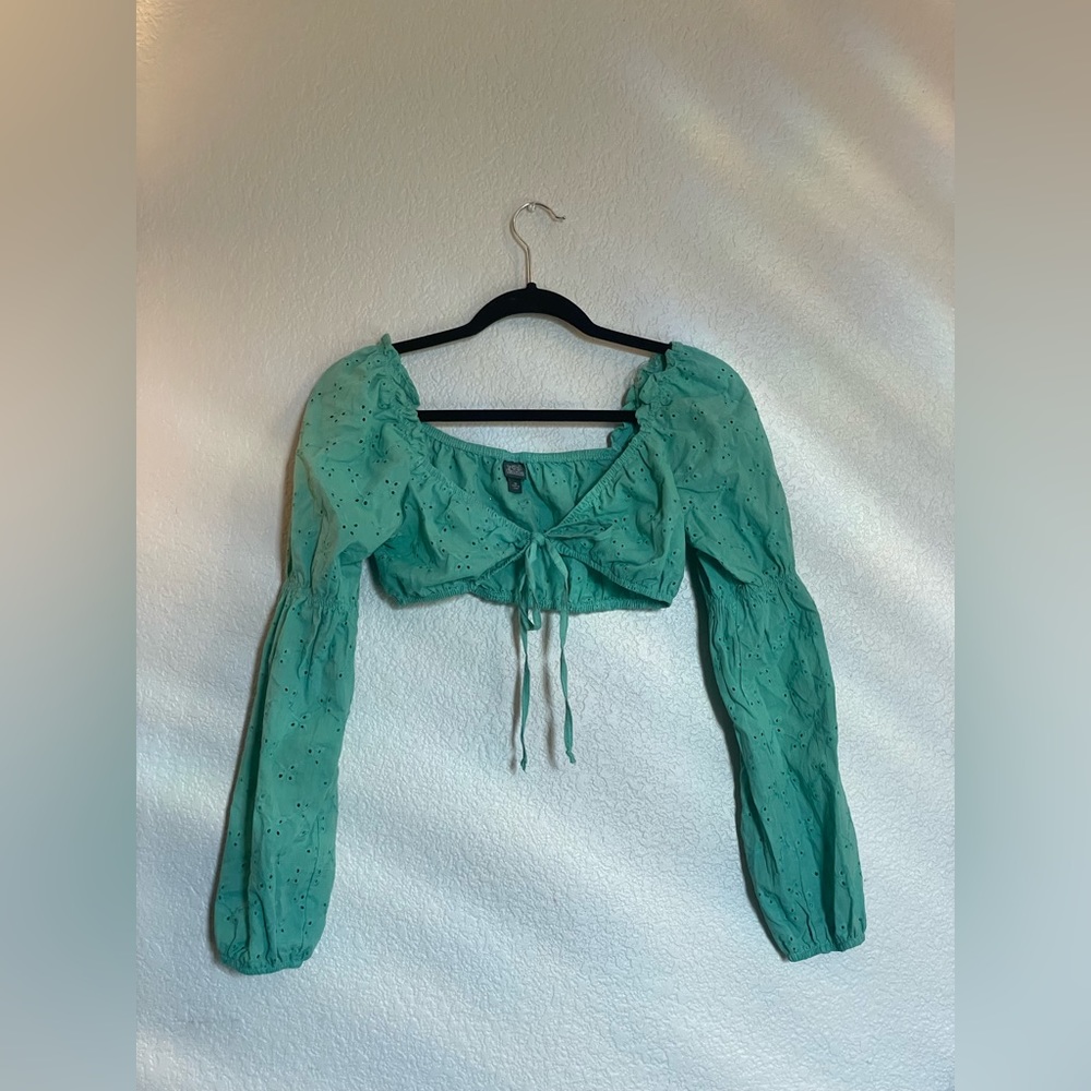 Wild Fable | Turquoise Long Sleeve Summer Crop Top